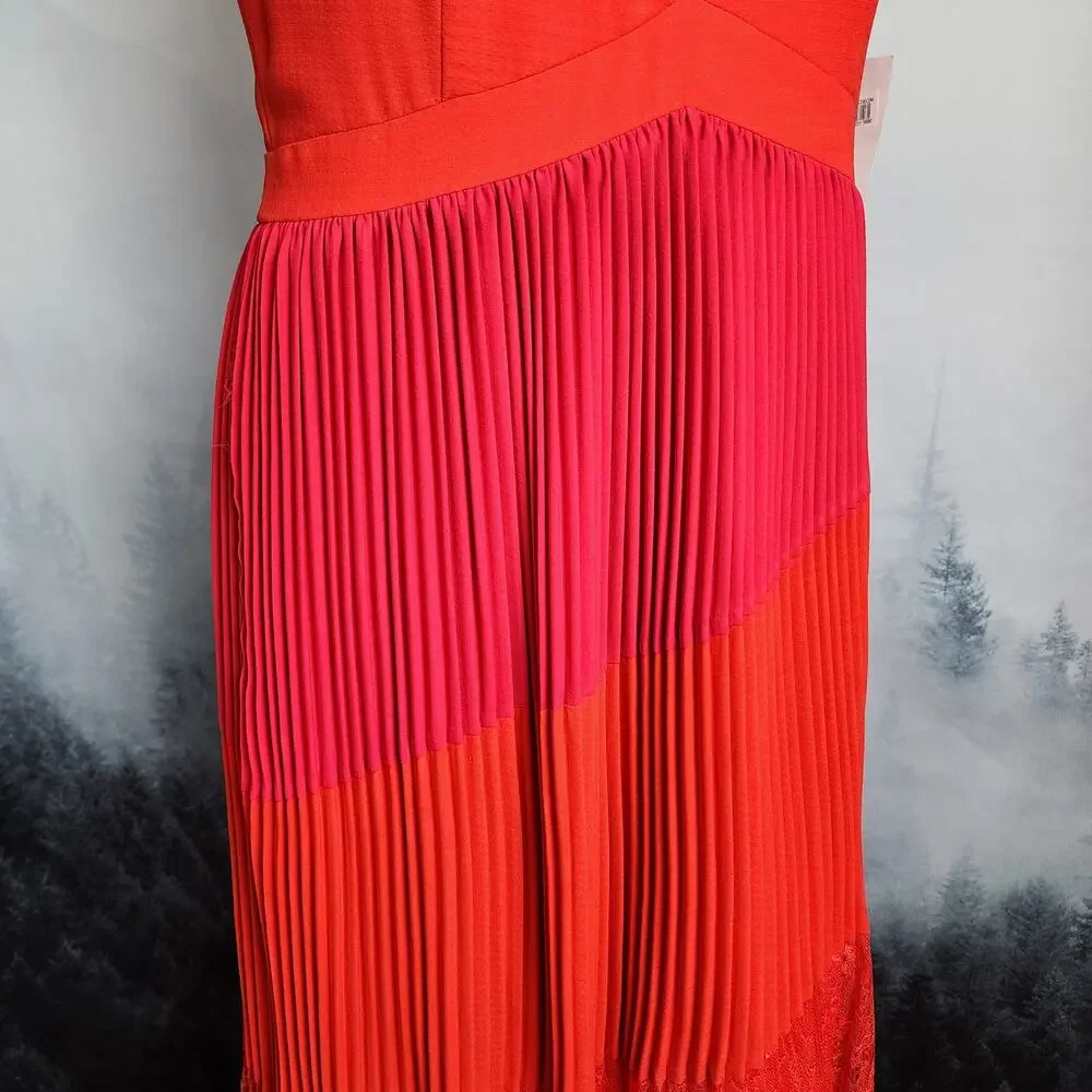 NWT Harlyn Pleated Mix Media Colorblock Evening Dress | Women's L